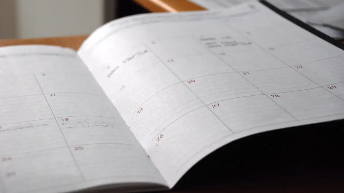 A monthly calendar