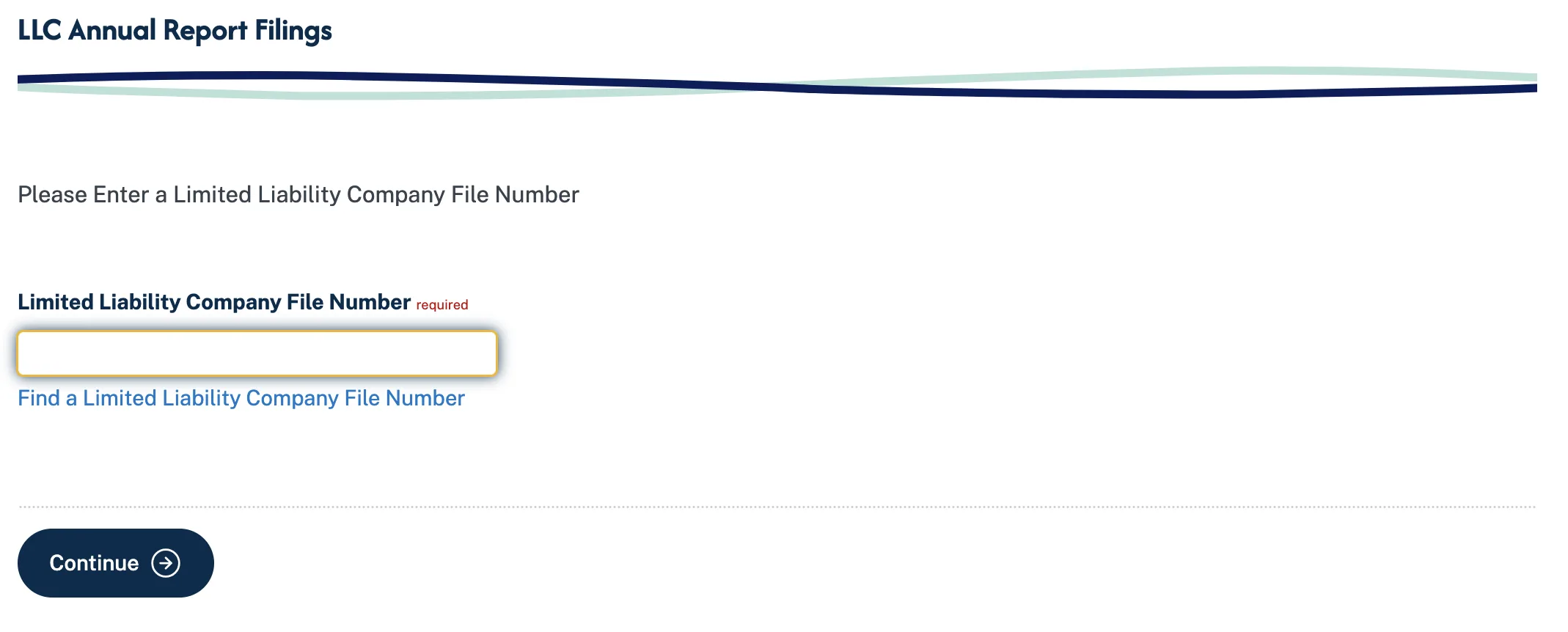 Illinois Secretary of State LLC Annual Report Filing portal with file number input field