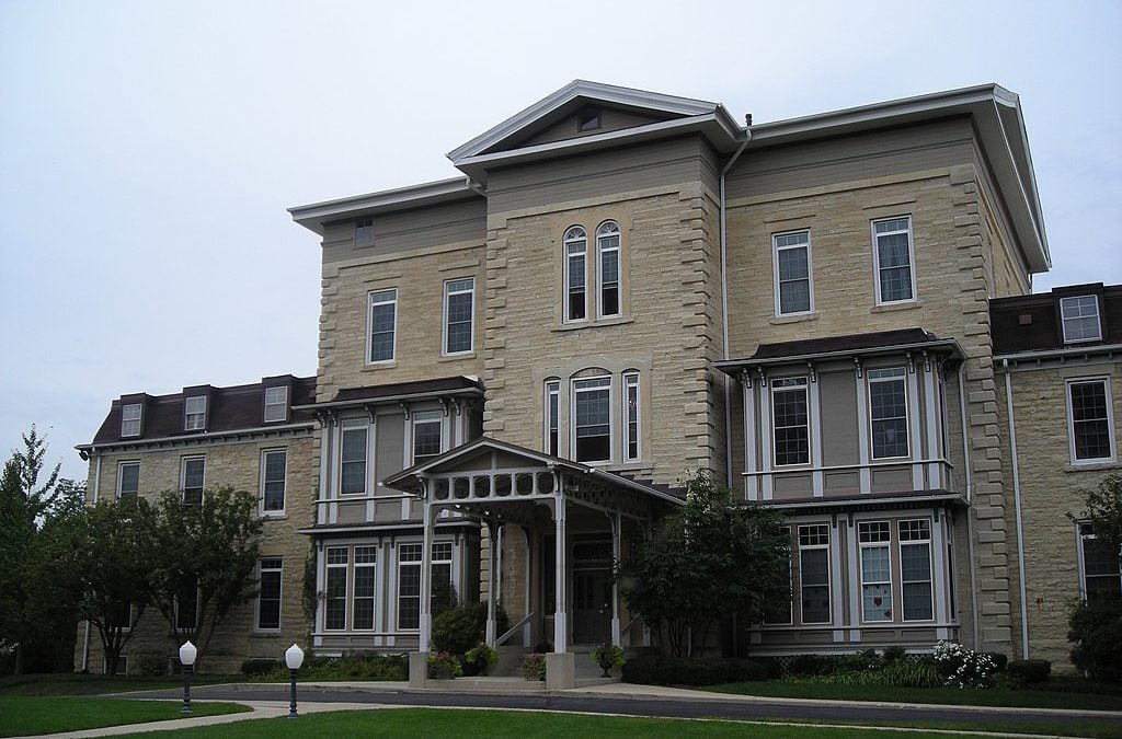 front view of historic Batavia Institute in Batavia, Illinois
