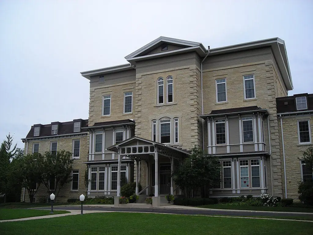 front view of historic Batavia Institute in Batavia, Illinois